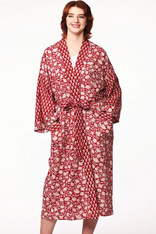 Sangita Red Floral Kimono Robe