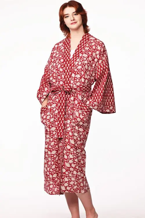Sangita Red Floral Kimono Robe