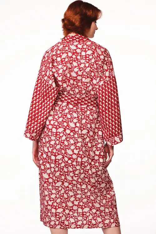 Sangita Red Floral Kimono Robe