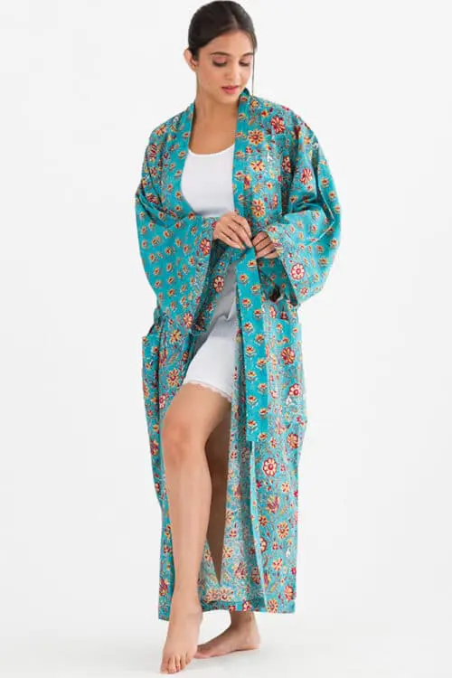 Sangita Turquoise Kimono Robe