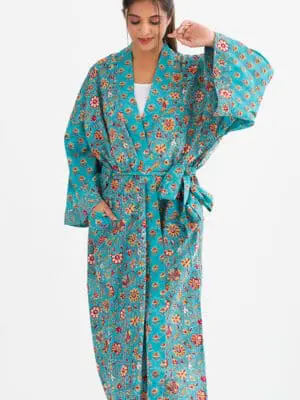 Sangita Turquoise Kimono Robe
