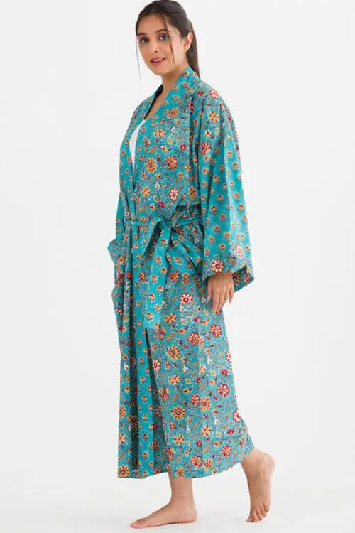 Sangita Turquoise Kimono Robe