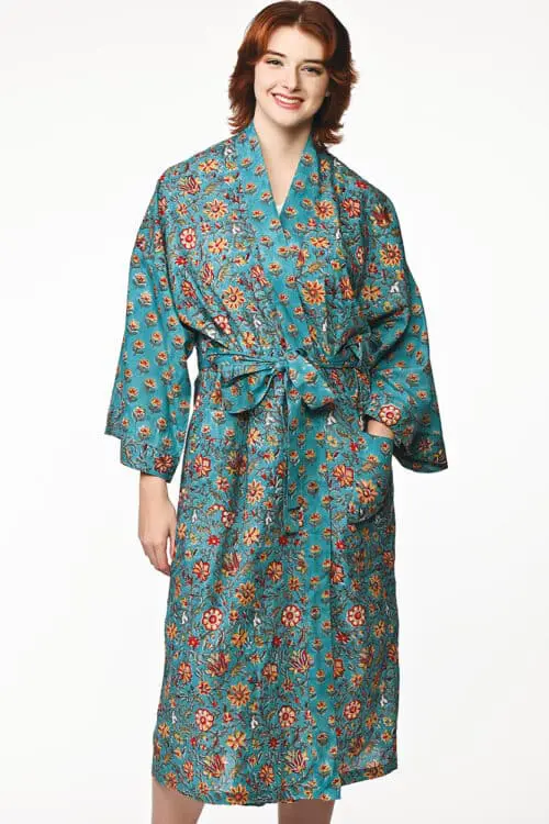 Sangita Turquoise Kimono Robe