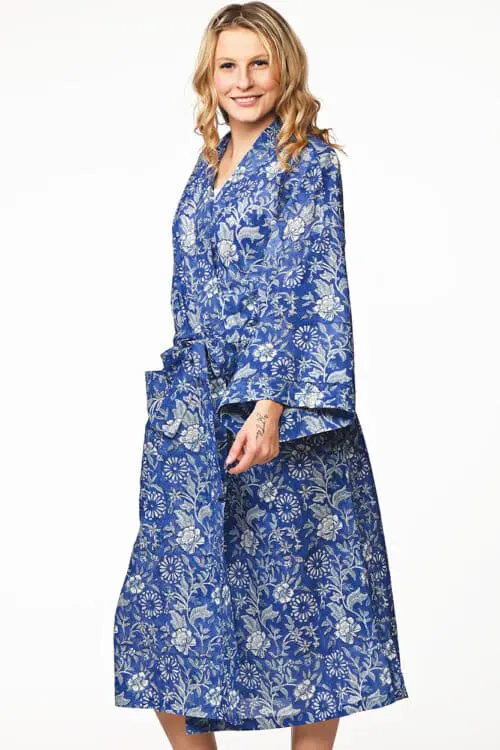 Lalita Indigo Block Print Kimono Robe