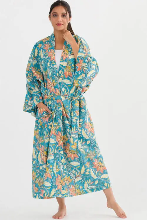 Lalita Block Print Kimono Robe