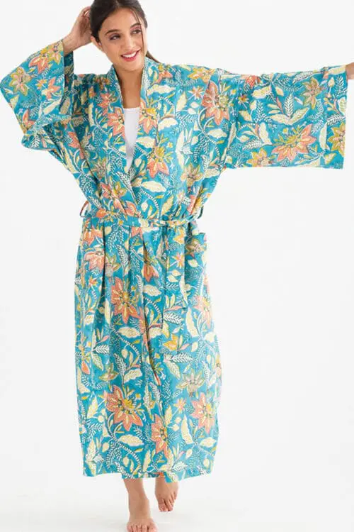 Lalita Block Print Kimono Robe