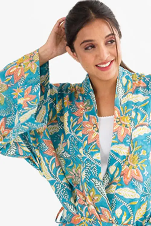 Lalita Block Print Kimono Robe