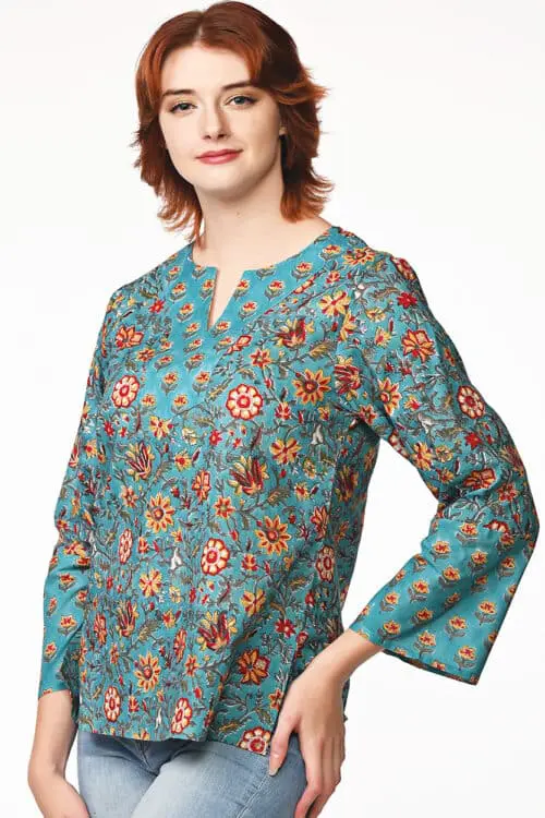 Devani Turquoise Cotton Tunic