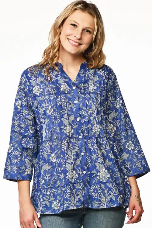 Tamira Indigo Cotton Tunic Top