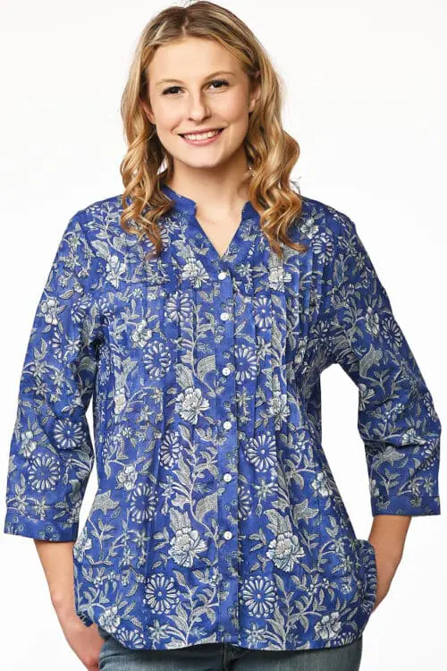 Tamira Indigo Cotton Tunic Top