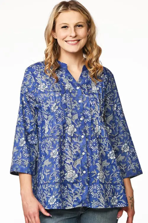 Tamira Indigo Cotton Tunic Top