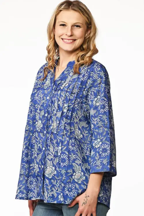Tamira Indigo Cotton Tunic Top