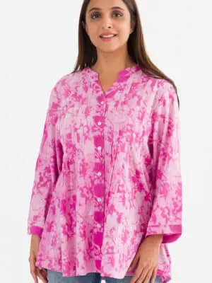 Tamira Pink Block Print Tunic Top