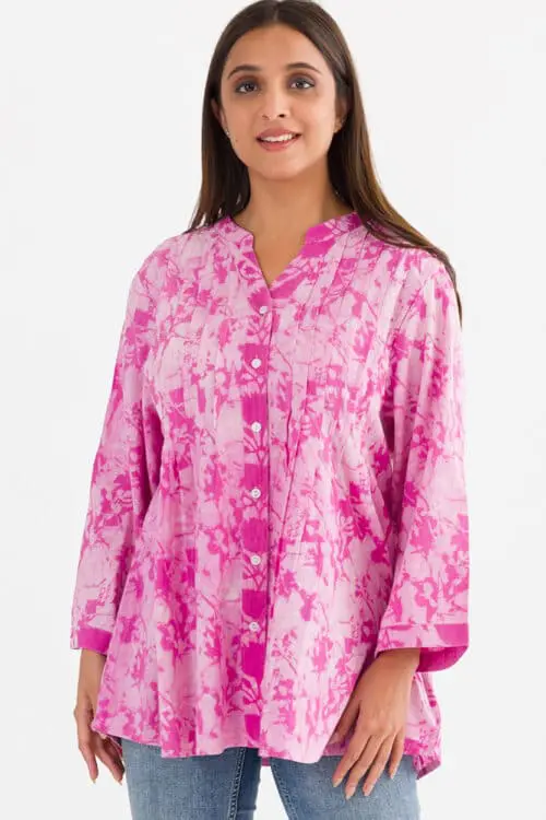 Tamira Pink Block Print Tunic Top