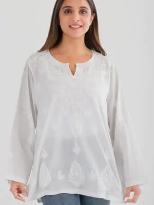 Saheli White Lucknowi Top