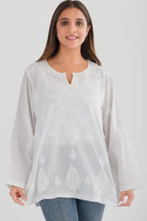 Saheli White Lucknowi Top