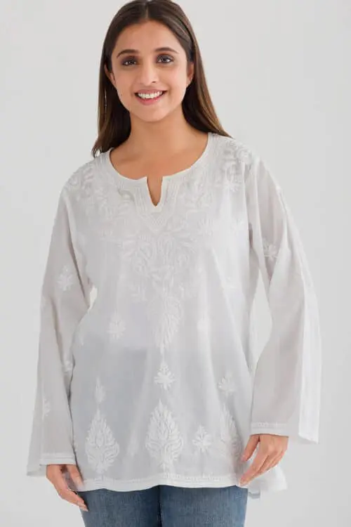 Saheli White Lucknowi Top
