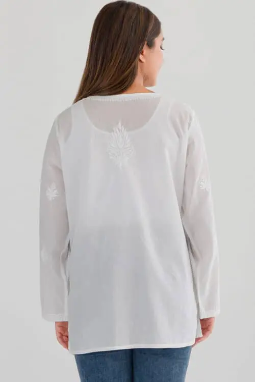 Saheli White Lucknowi Top