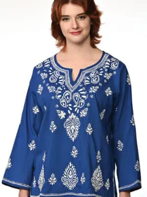Saheli Navy Blue Embroidered Top
