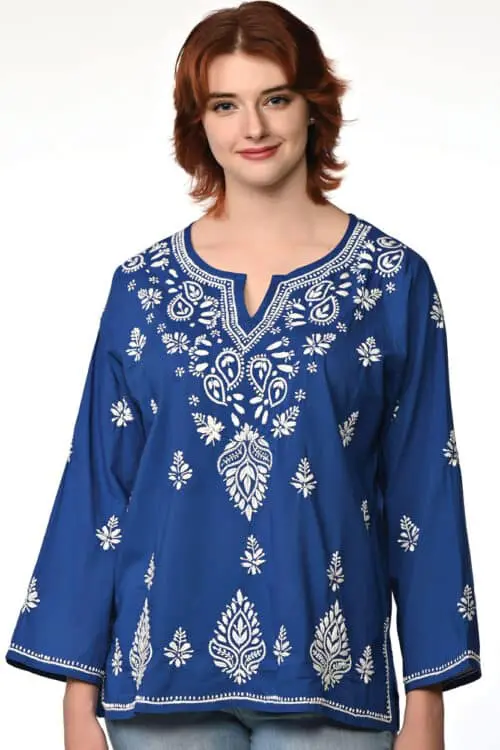 Saheli Navy Blue Embroidered Top