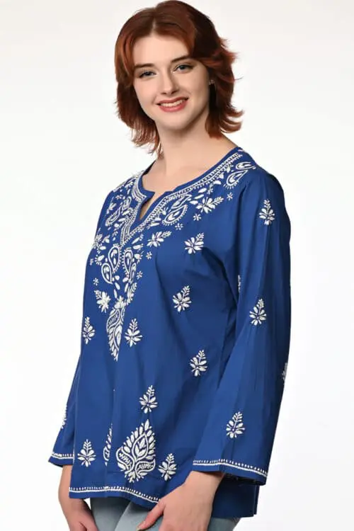 Saheli Navy Blue Embroidered Top