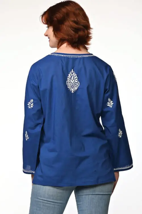Saheli Navy Blue Embroidered Top