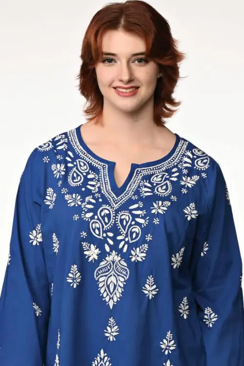 Saheli Navy Blue Embroidered Top