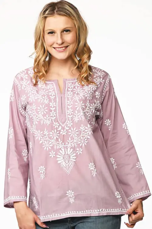 Tara Lilac Embroidered Tunic
