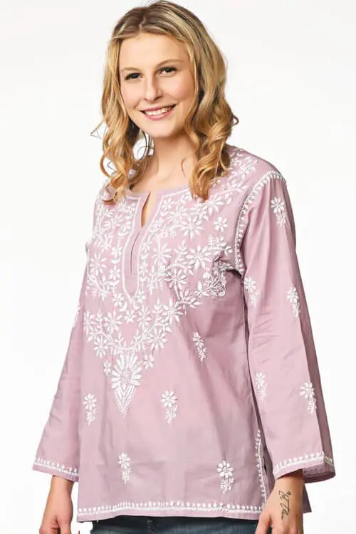 Tara Purple Embroidered Tunic