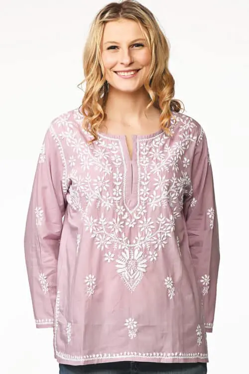 Tara Purple Embroidered Tunic