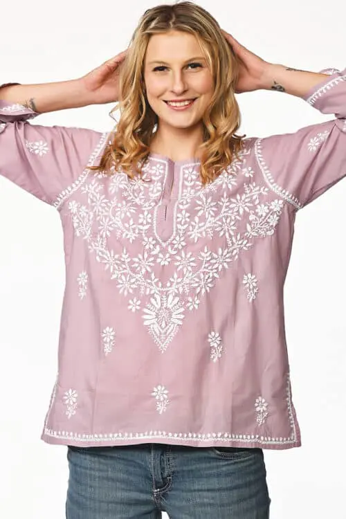 Tara Lilac Embroidered Tunic