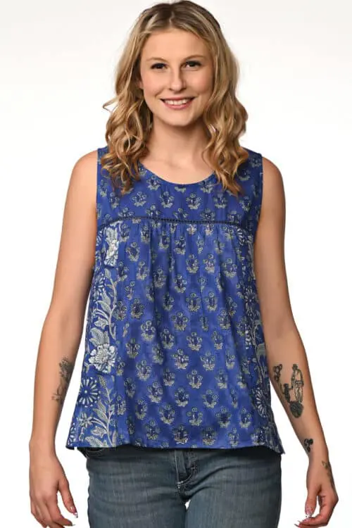 Pavitra Indigo Cotton Sleeveless Top