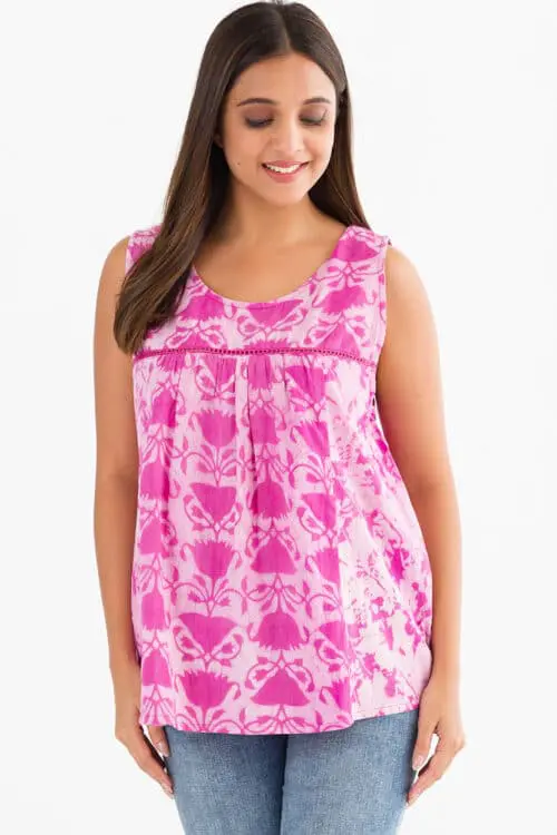 Pavitra Pink Cotton Sleeveless Top
