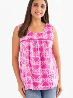Pavitra Pink Cotton Sleeveless Top