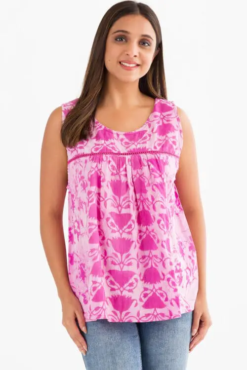 Pavitra Pink Cotton Sleeveless Top