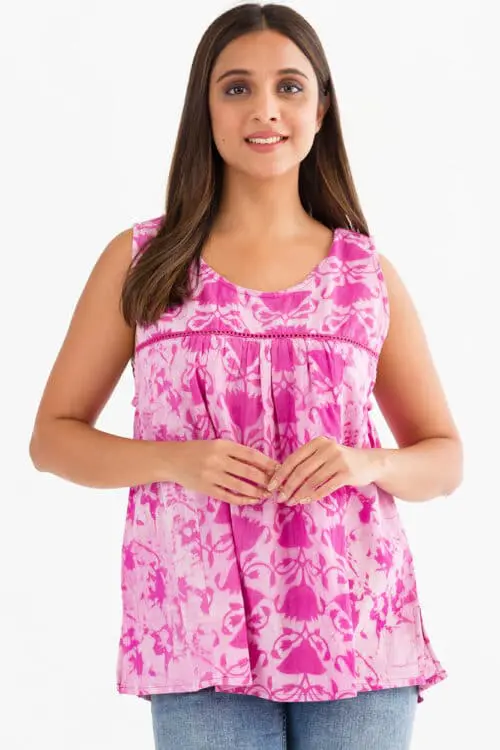 Pavitra Pink Cotton Sleeveless Top