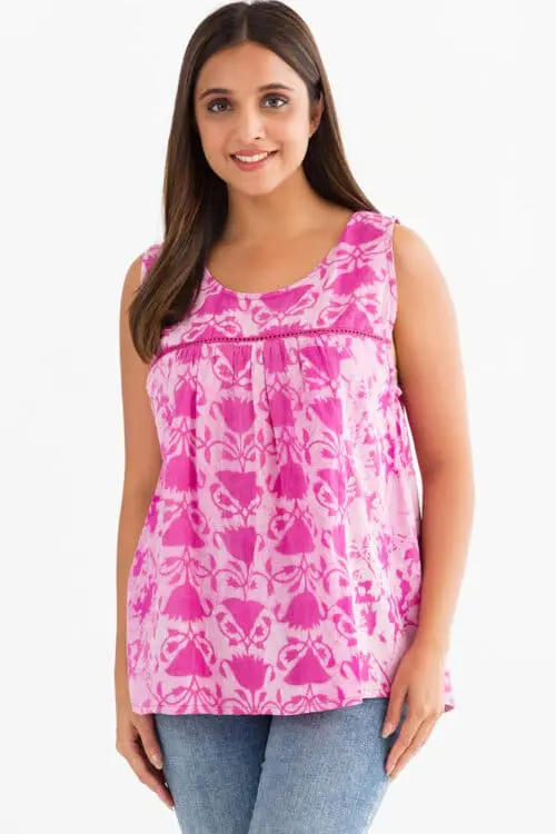 Pavitra Pink Cotton Sleeveless Top