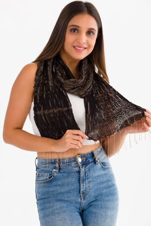 Revati Black Wool Scarf
