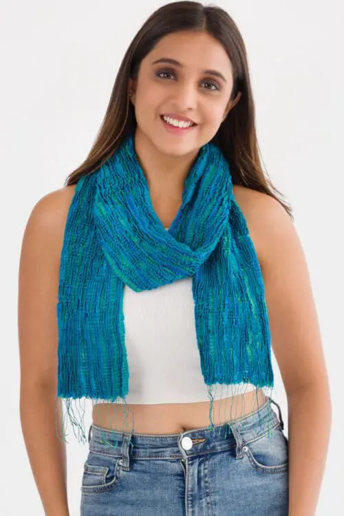 Revati Turquoise Wool Scarf