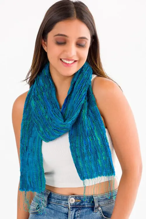 Revati Turquoise Wool Scarf