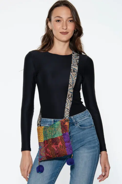 Silk Kantha Pom Pom Bags
