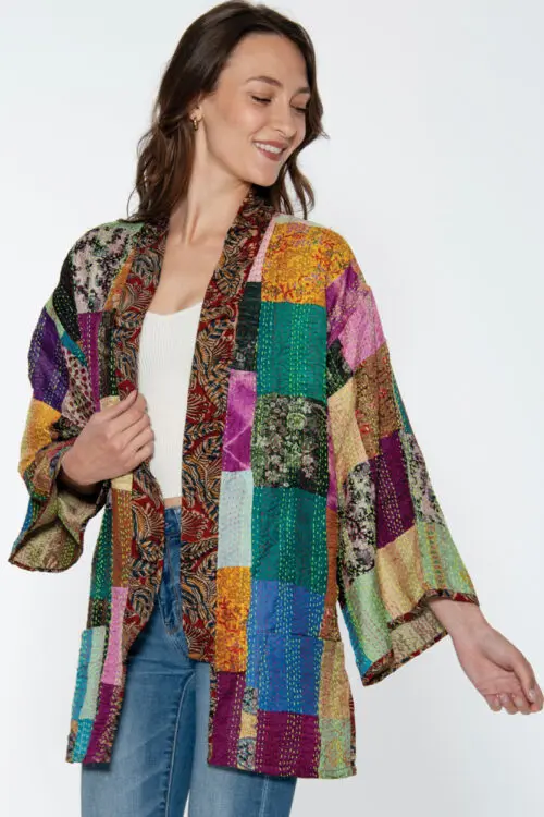 Patchwork Silk Kantha Kimono Jackets