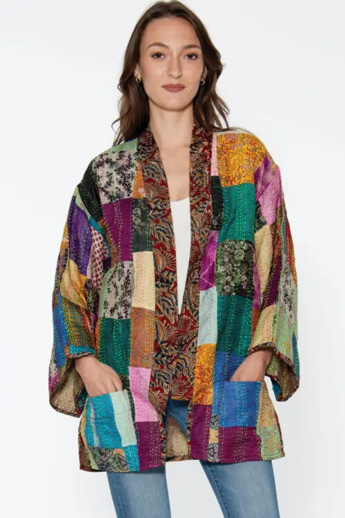 Patchwork Silk Kantha Kimono Jackets