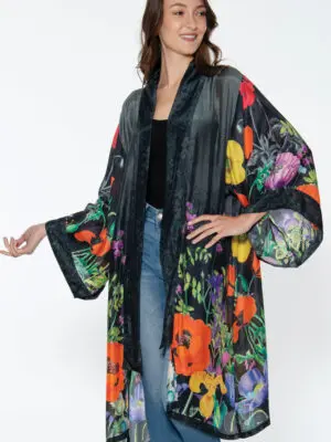 Mitali Black Floral Kimono