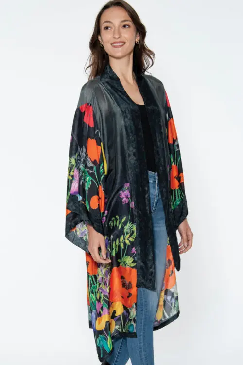 Mitali Black Floral Kimono
