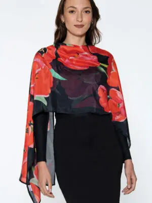 Samiya Red Poppies Print Scarf
