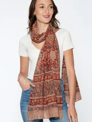 Red Kalamkari Scarf