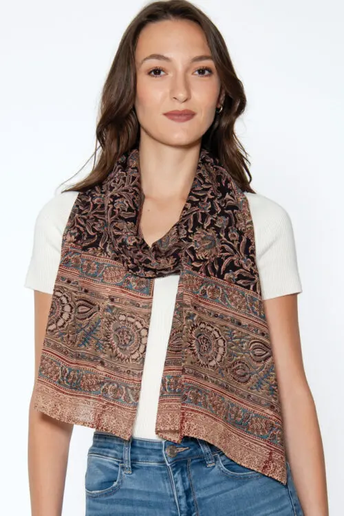 Black Kalamkari Scarf