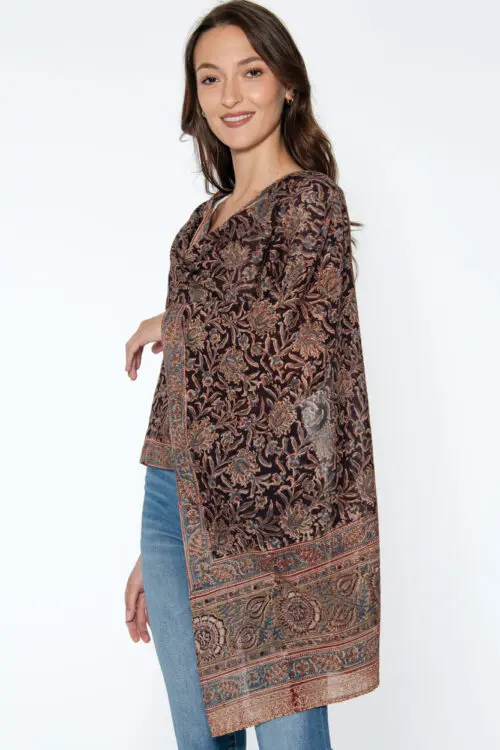 Black Kalamkari Scarf