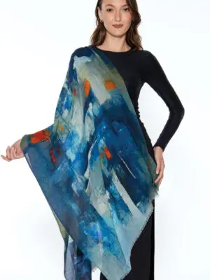 Amiya Navy Blue Wool Shawl